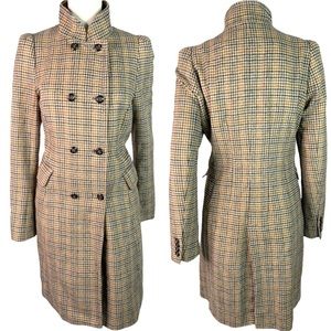 ZARA WOMAN WOOL TRENCH COAT DOUBLE BREAST WINTER FALL HOUNDSTOOTH COAT LARGE